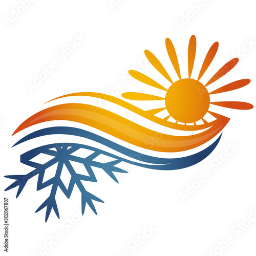 Air conditioning and heating sun snowflake symbol for business