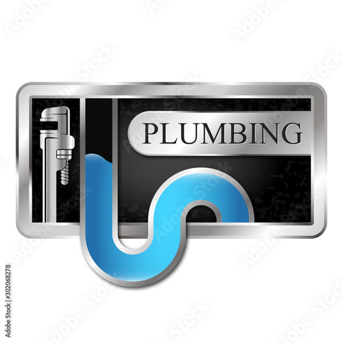 Plumbing water pipe wrench repair and service symbol for business