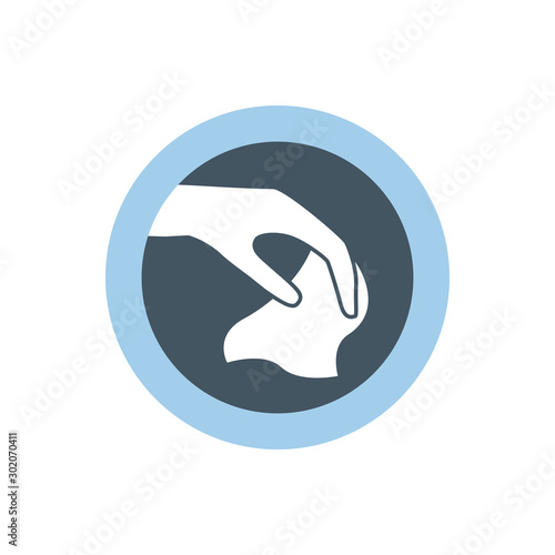 hand with handkerchiefs icon, vector illustration isolated on white background.