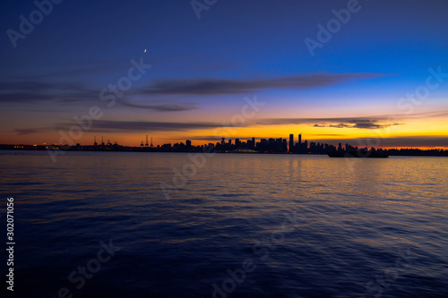 sunset behind the city