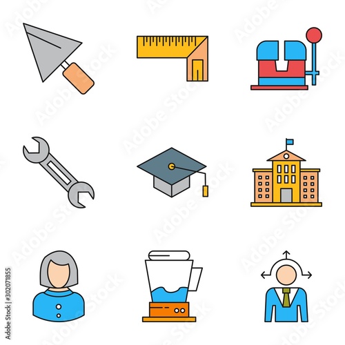 Set Of 9 Universal Icons For Mobile Application and websites