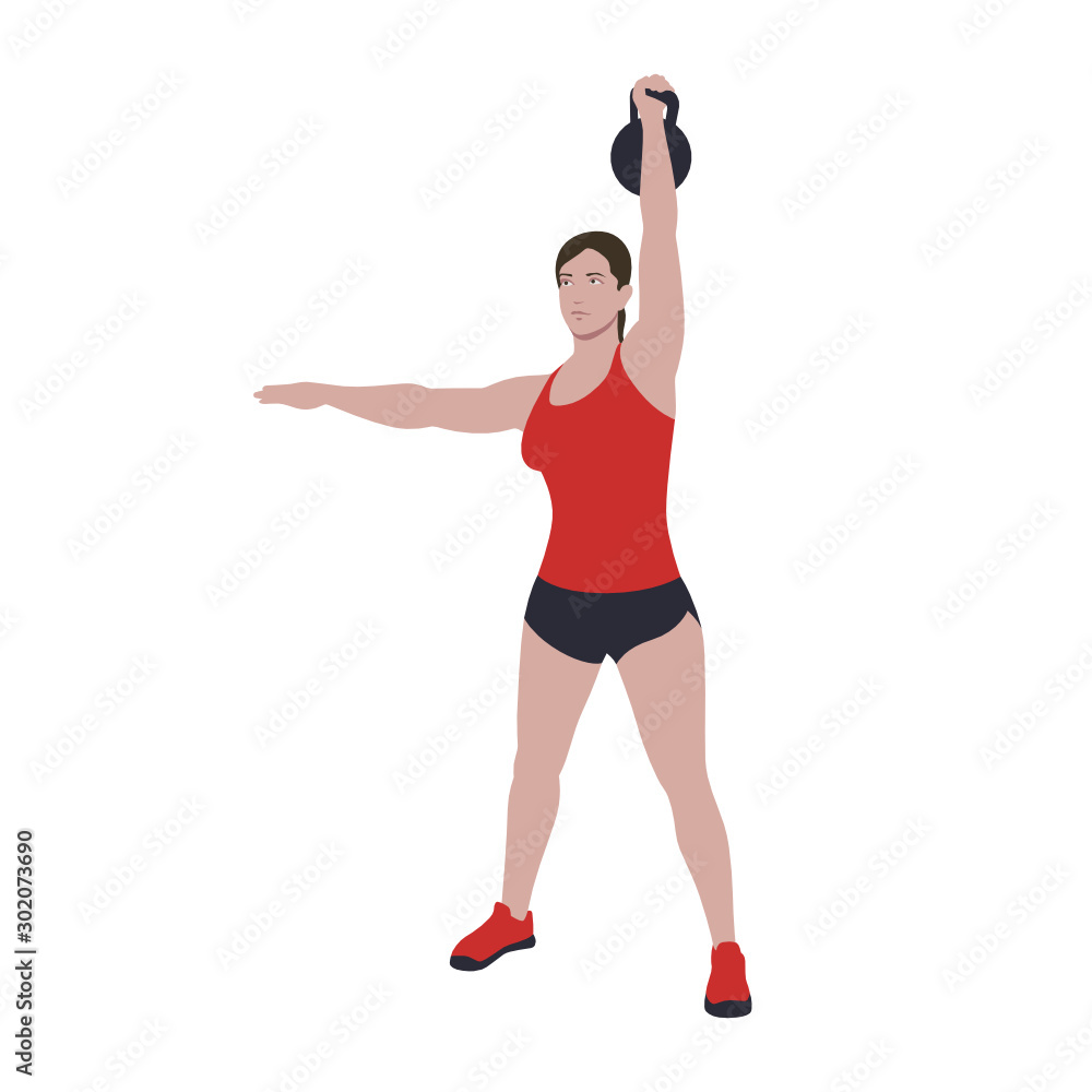 CrossFit workout training for open games championship. Sport girl training one  arm kettlebell snatch exercise in the gym for healthy beautiful body shape  motivation. Stock Vector | Adobe Stock