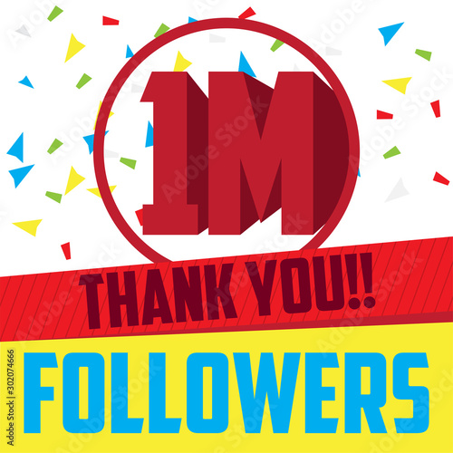 Thank you for reaching one million followers poster - Vector illustration