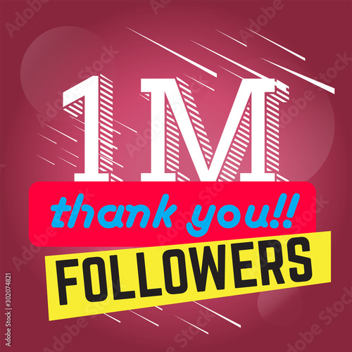 Thank you for reaching one million followers poster - Vector illustration