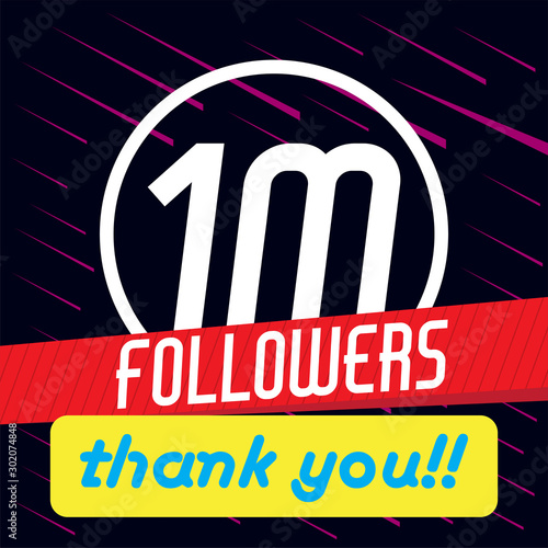 Thank you for reaching one million followers poster - Vector illustration