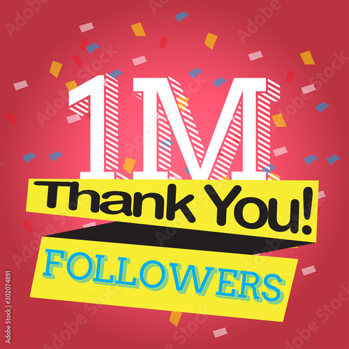 Thank you for reaching one million followers poster - Vector illustration