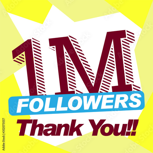 Thank you for reaching one million followers poster - Vector illustration
