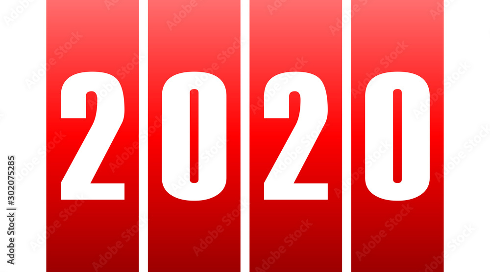 year 2020 - stripes with numbers - red simple gradient - vector year 2020 - stripes with numbers - red simple gradient - vector