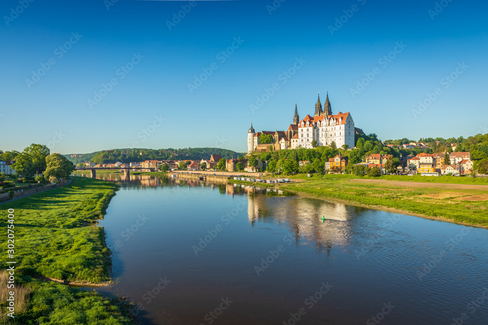 Ansicht Meißen mit Elbe, Burg und Dom