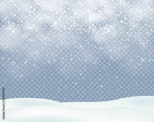 Winter Christmas Background With Snowfall With Snowflakes