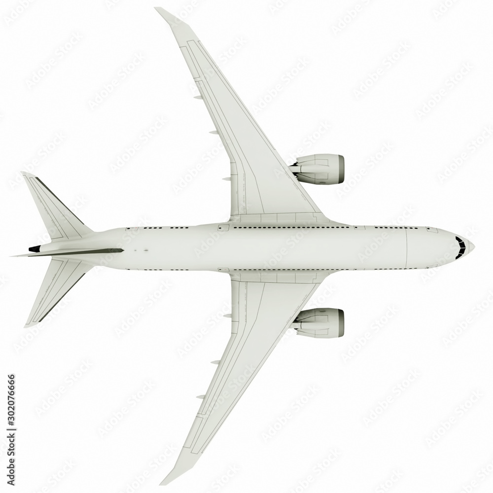 Airplane flying, isolated on white background. 3d illustration Airplane flying, isolated on white background. 3d illustration