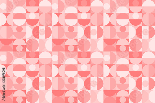 Vector geometric background in scandinavian style with circles and semicircles