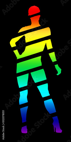 Colorful silhouette of sliced sexy woman, in sections, rendering 3d, illustrazion 3d photo