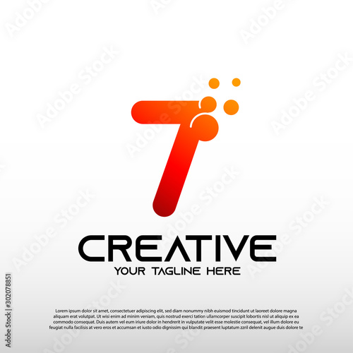 Creative logo with number seven or 7 concept