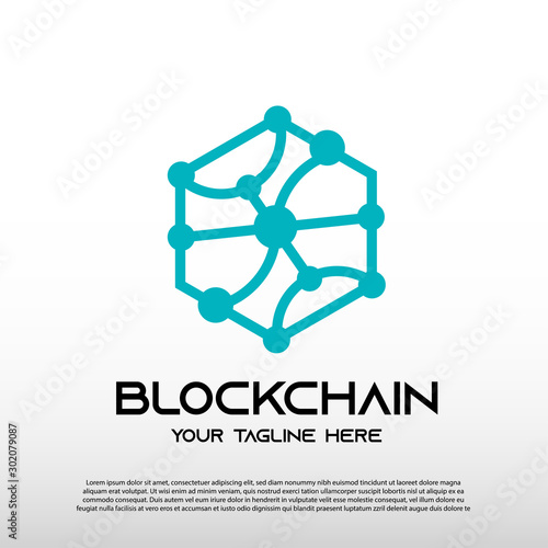 Blockchain logo with line art concept. future technology sign or symbol. cryptocurrency -vector