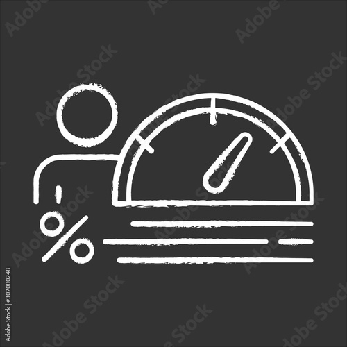 Credit score chalk icon. Increasing personal interest rate diagram. Growing finances infographic. Economy chart with arrow. Financial report. Budget graph. Isolated vector chalkboard illustration