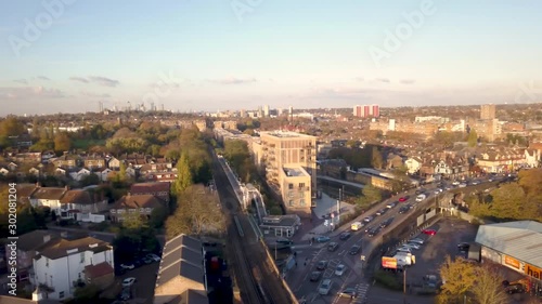 Wallpaper Mural Busy traffic street in residential area in LONDON - aerial drone shot Torontodigital.ca