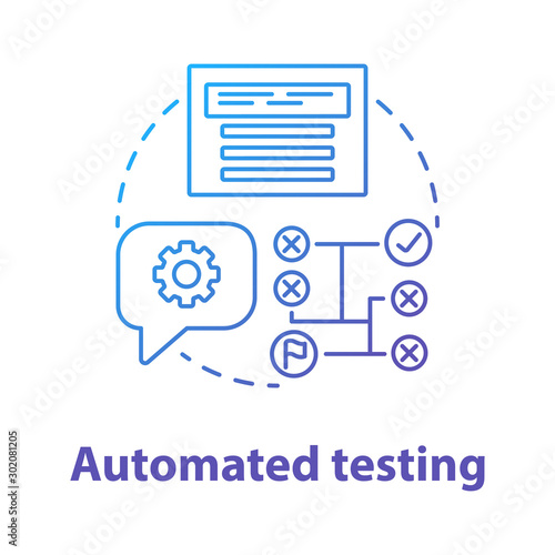 Automated testing concept icon. Software development tools idea thin line illustration. Mobile device programming and coding. Project management and maintenance. Vector isolated outline drawing