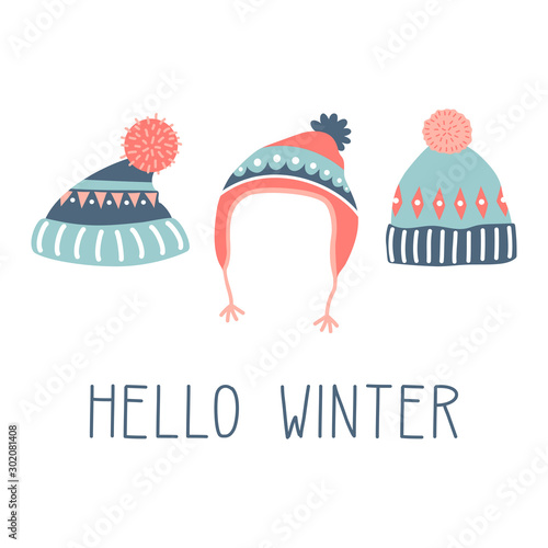 hello winter colorful card