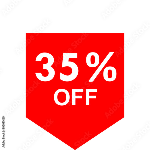 Sale - 35 percent off - red tag isolated - vector