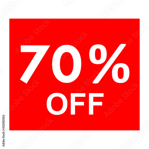 Sale - 70 percent off - red tag isolated - vector