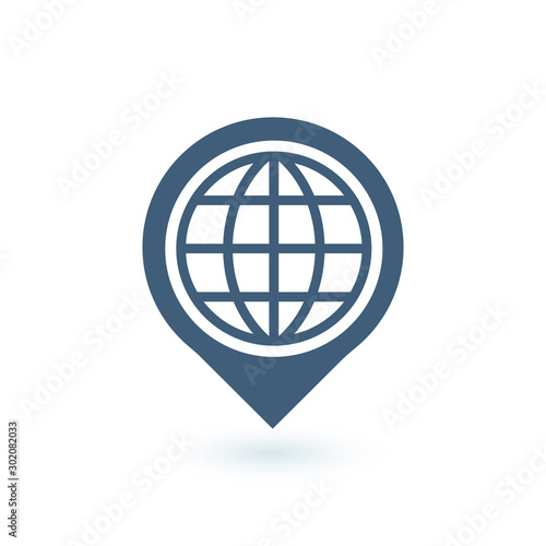Map pointer with earth glob...