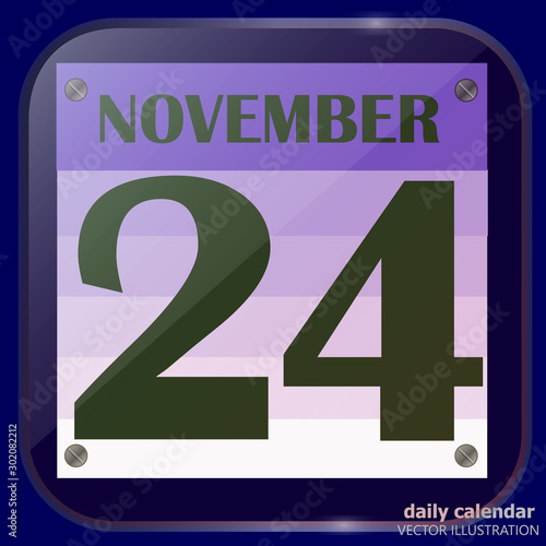 November 24 icon. For planning important day. Banner for holidays and special days. Twenty four november icon. Vector Illustration.