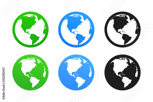Earth icon set, World Globe...