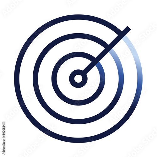 Radar scan flat ouline icon. Vector radiolocation colorful symbol or logo element