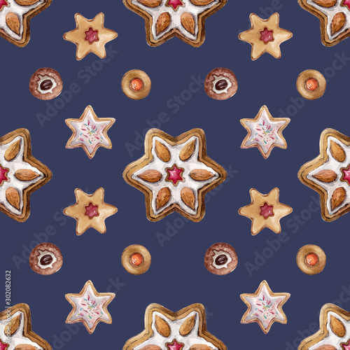 watercolor seamless christmas cookie pattern