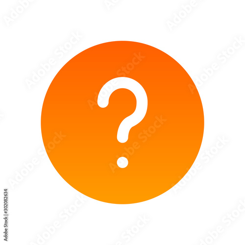 FAQ mark icon, Symbol of Help and Questions. Round icon orange color isolated on white background. Button illustration for Web Site of Mobile App.