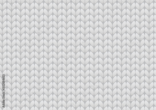Chunky Knit Seamless Vector Pattern. Gray Yarn Knitted Sweater Texture. Cozy Boho Style Knitting Background. Winter Holiday or Christmas Backdrop. Pattern Tile Swatch Included.