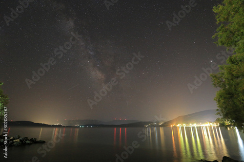 Sea night and the Milky Way in the starry sky