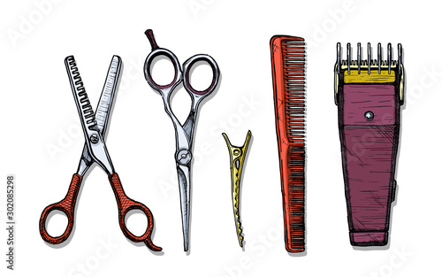  set of hairdressers tools.