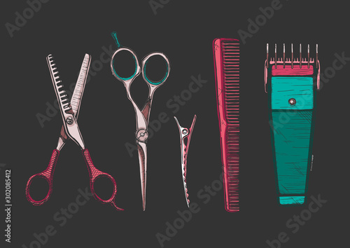  set of hairdressers tools.