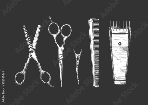 set of hairdressers tools.