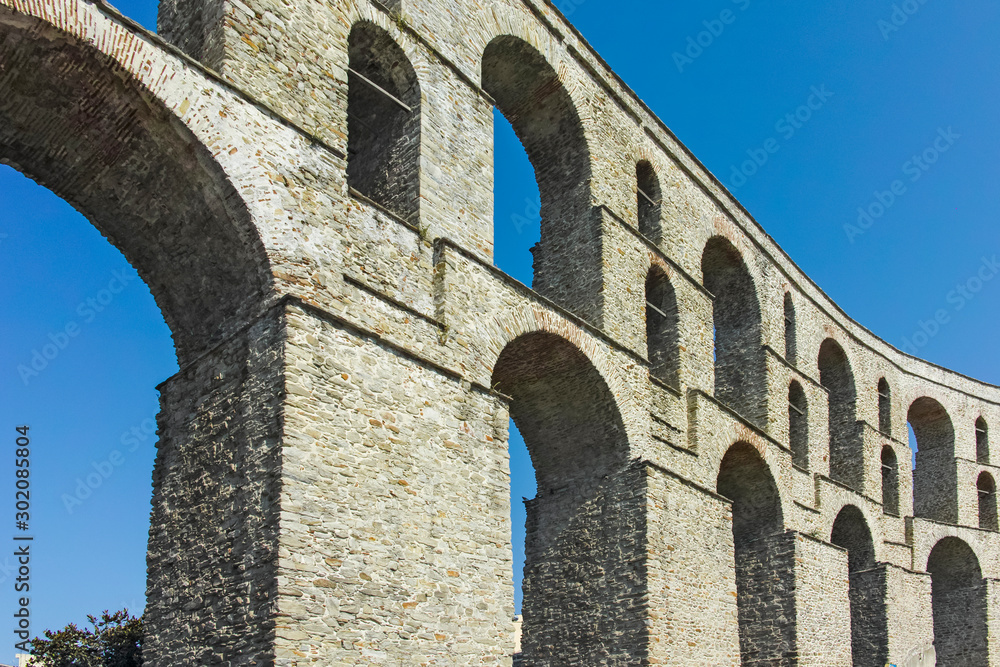 Old aqueduct in city of Kavala,  Greece