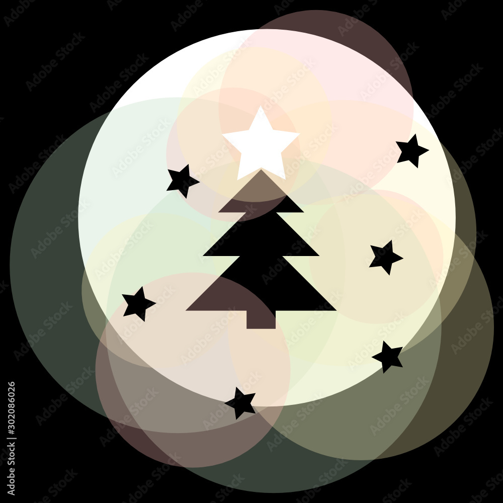 Silhouette_black_fir tree_bauble_stars_circles square-cut__by jziprian