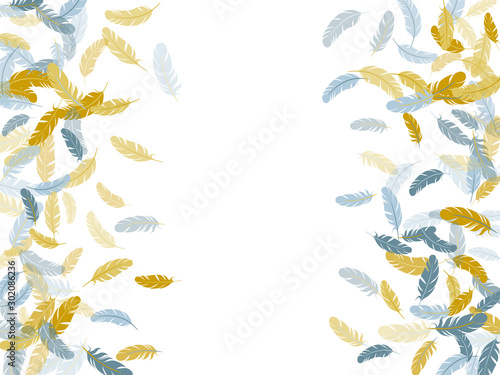 Fluffy twirled feathers on white design.