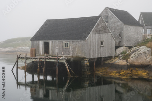 old dilapidated boathouses and docks east coast canada photo