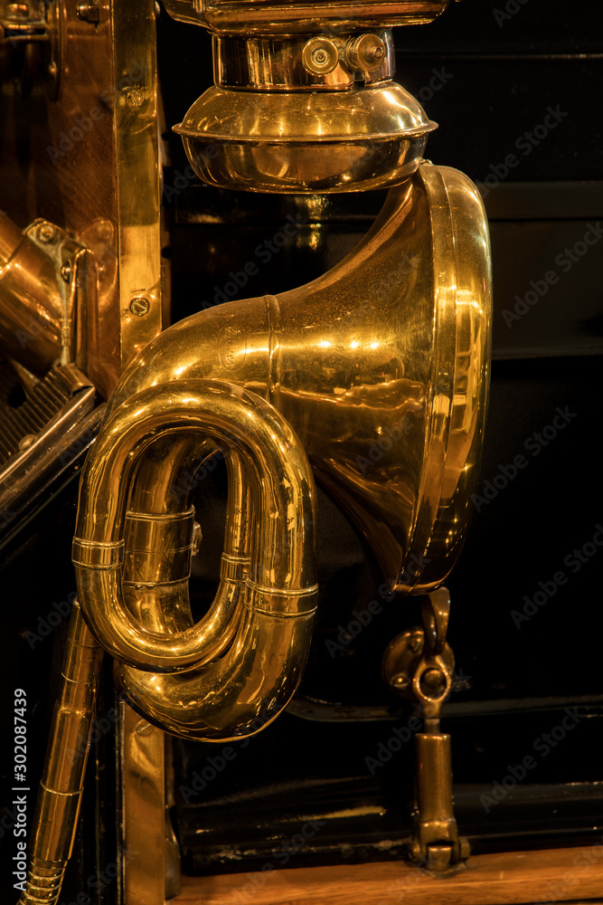 Shiny Brass horn of vintage classic car