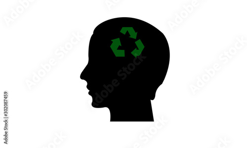 head silhouette with ecological conscience brain