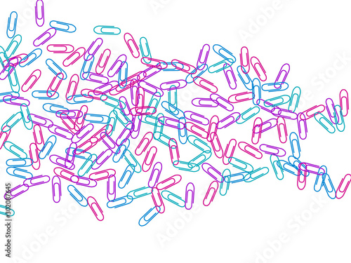 Stationary paperclips isolated on white background