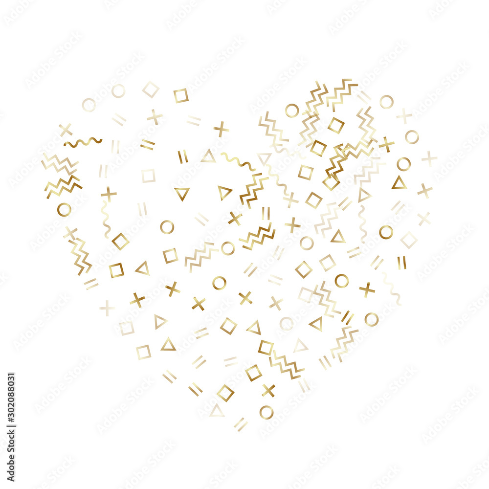 Memphis style geometric confetti vector background of triangle circle square shapes, chevron wavy lines. Memphis style geometric confetti vector background of triangle circle square shapes, chevron wavy lines.