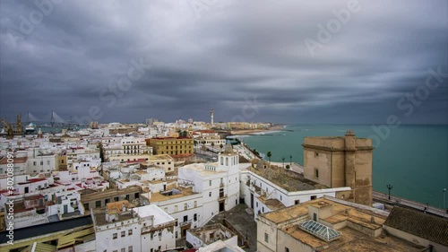 Cadiz Cathedral City View Spectacular Sky at Dusk from East Tower Andalusia