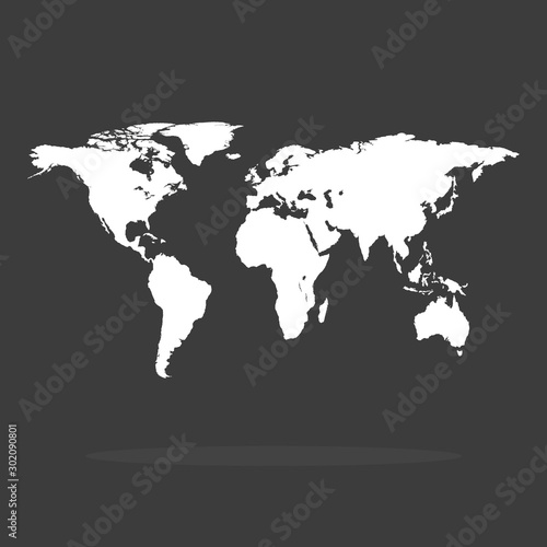 Gray color world map, in modern style.