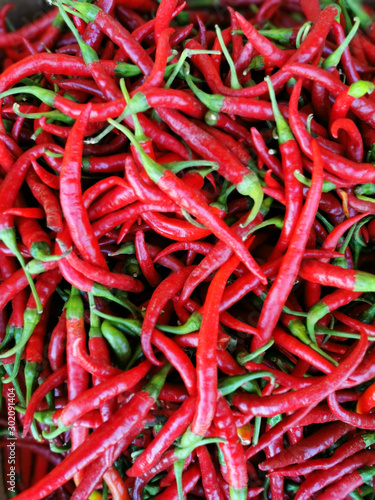 Shiny red peppers background