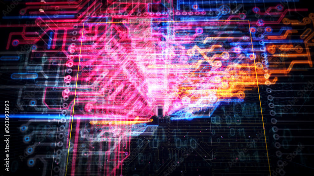 Machine learning futuristic illustration Machine learning futuristic illustration