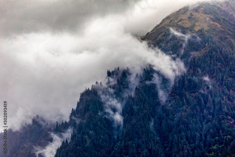 Clouds and Fog on Mountainside 