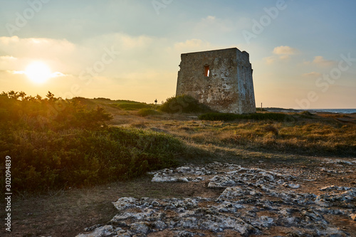 Ruins of Torre Pozzelle An Antique Coastal Watchtower At Ostuni Puglia Italy photo